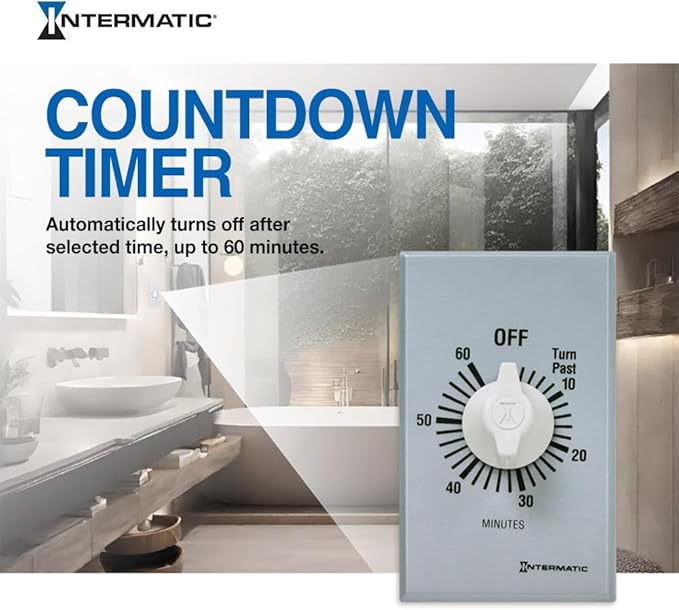 Intermatic SW60MK 60-Minute Spring Wound Timer - Energy-Saving Control for LED/CFL Lights - Versatile Usage for Fans, Motors, Heaters - No-Electricity Operation, Easy Installation