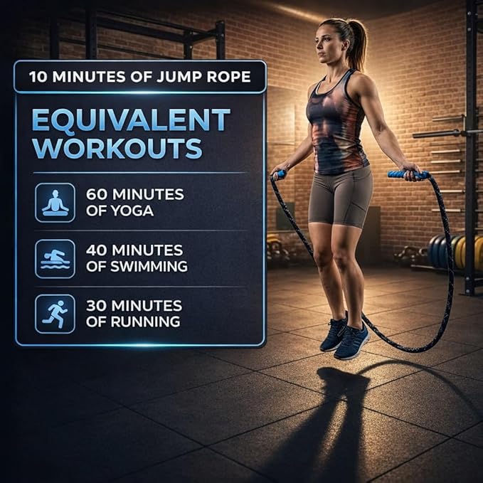 Weighted Jump Rope - 2.9lbs, 9.9 Feet Long Jump Ropes for Fitness, Home Workout Rope, Skipping Rope for Exercise, Total Body Workout Equipment, Durable Jumping Rope by Fitby