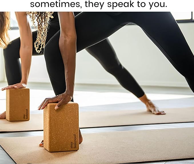 Cork Yoga Blocks 2 Pack – High Density Non Slip with Select Cork Grain for Chip-Resistant Durability | Extra Thick 4” for Support & Stability | Natural, Smooth, and Crumble Free | Body By Yoga