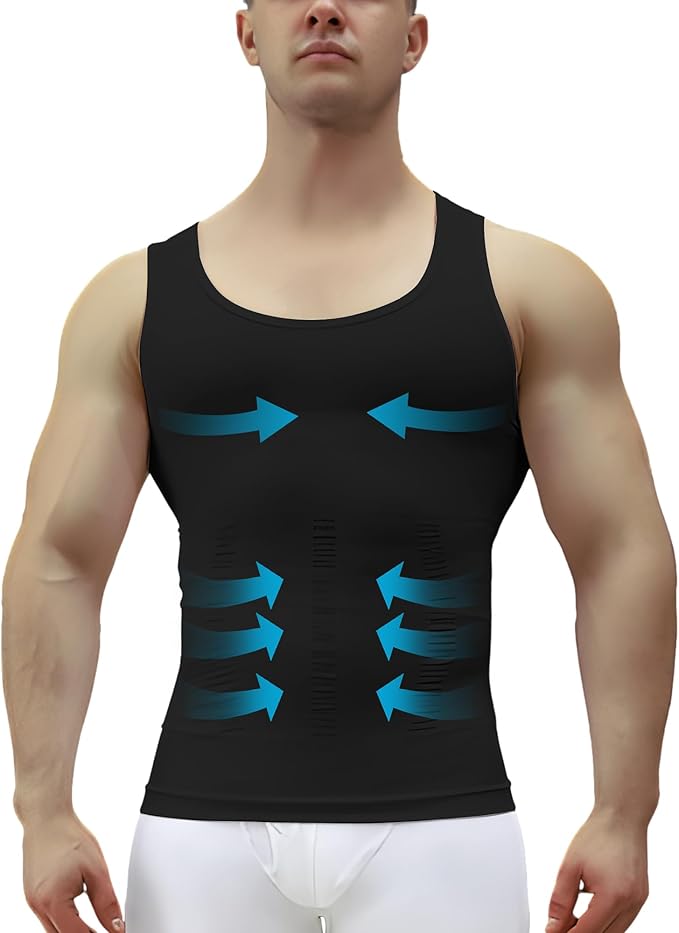 MEETYOO 1/2/3 Pack Men's Shaper Slimming Tank Top Athletic Compression Shirt with Sleeveless Undershirts for Men