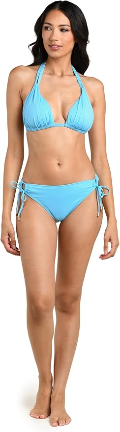 Island Goddess Rouched Halter Bikini Swimsuit Top
