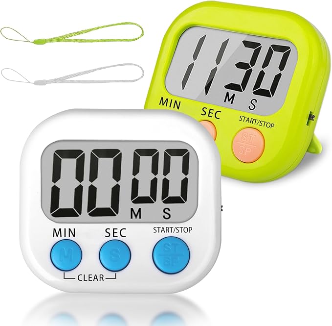 ZILLEEN Classroom Timer for Kids Teachers 2 Pack Digital Timers, White & Green
