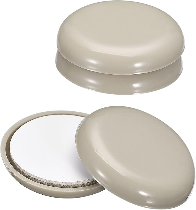 uxcell Furniture Sliders, 4Pcs 1 1/2" - Plastic Self-Adhesive Round Sliding Pads, Chair Glides for Carpeted Tile Vinyl Hardwood Floors (Grey)