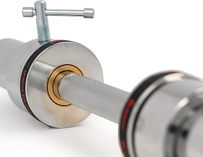 Sunny Health & Fitness Olympic Dumbbell Bar with 2-inch Sleeves, Chrome Finish, Spin-Lock Collars, Optional in Size