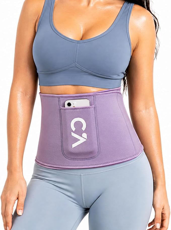 Waist Trimmer Belt for Men & Women – Silver Ion Sweat Belt, Anti-Slip Sauna Trainer, With Pocket & Precision Fit