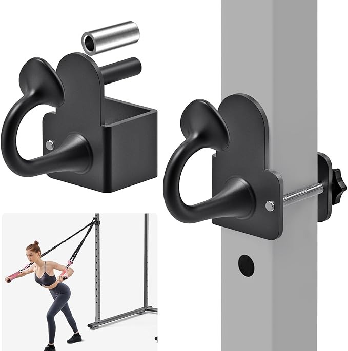 Resistance Band Anchors, Rack Attachment for Power Rack with 1" or 5/8" Hole, Adjustable Multi Point Workout Hook for Strength Training, Fitness, Physical Therapy, 2 Pack