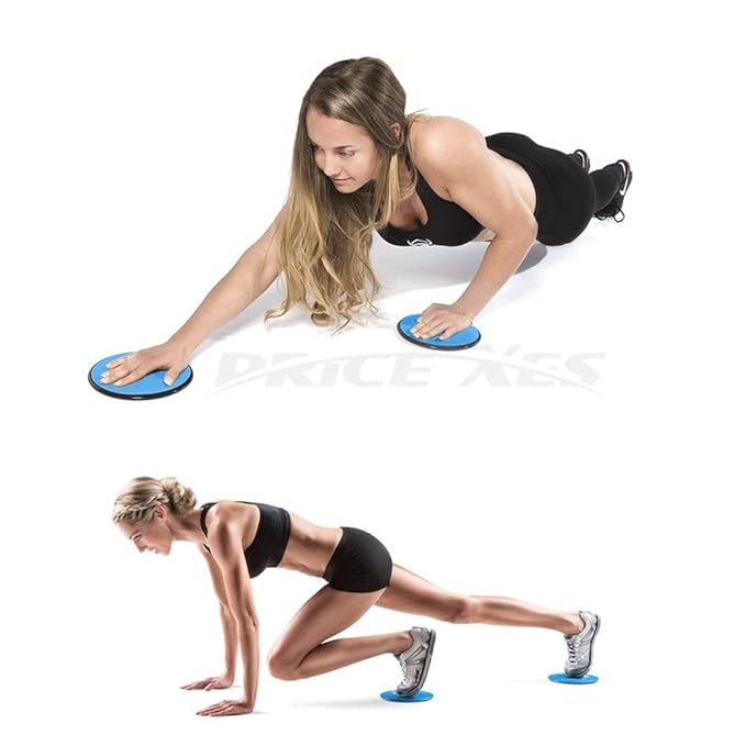 2 x Dual Sliding Discs Exercise Sliders Core Sliders Fitness Ultimate Trainer Gym Home Abdominal & Total Full Body Workout Equipment on ALL surfaces Slide Exercises (Black, Circle)