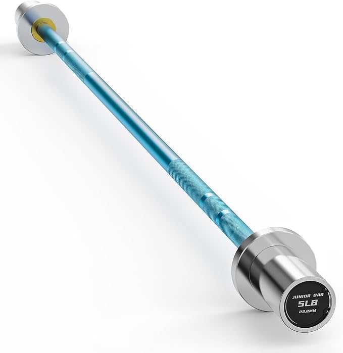 PAPABABE 5LB Mini Barbell Bar 4ft Technique Training Barbell For Beginner Women kid 2-inch Plate Barbell for Home Gym Fitness