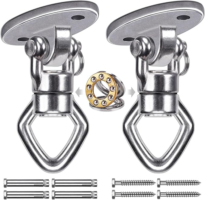 BeneLabel 2Pack Swing Hanger with Bearing Swivel 800LB Capacity Stainless Steel Aerial Silks Ceiling Mount Bracket Hammock Hardware for Swings, Hanging Chair, Aerial Hoop, Heavy Bag, Yoga Swing