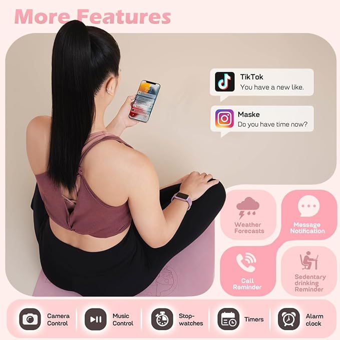 MorePro Health Fitness Tracker with Blood oxy-gen Monitor and 24/7 Heart Rate and Blood Pressure, Sleep Monitor, 120+ Sport Modes Waterproof Fitness Watch for Women Men Android iOS, Orchid Purple