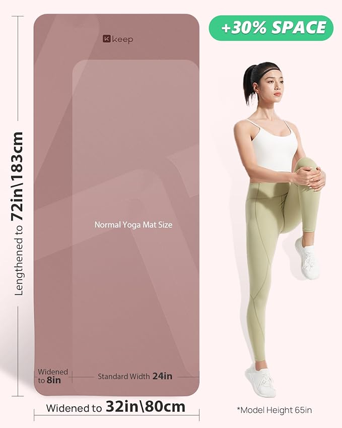 KEEP Yoga Mat - Premium 7mm Thick Exercise Mat, Anti-Tear 32'' Extra Wide Fitness Mat with Strap for Men & Women, Non Slip Pilates Mat for Home Yoga, Pilates, Gym, Stretching, Floor & Fitness Workouts
