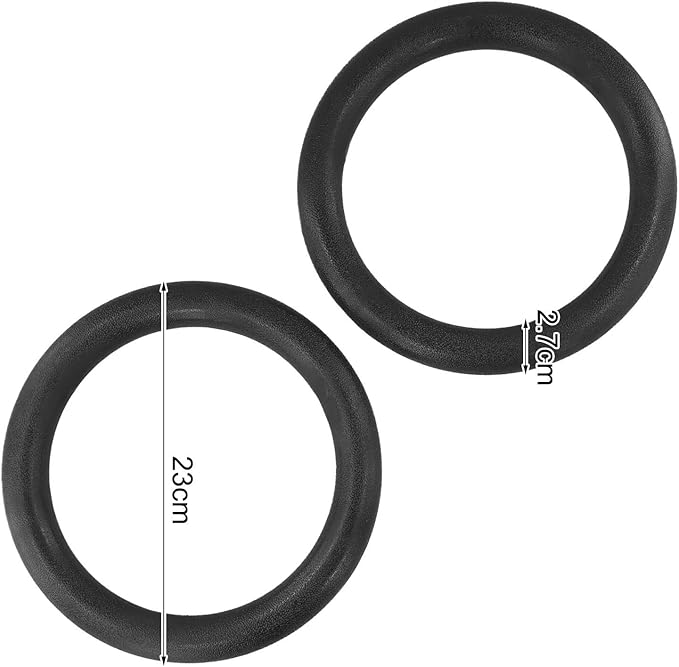Adjustable 28mm ABS Gymnastic Rings for Strength Training, Bodyweight Workout, and for Home Gym, Portable Fitness Equipment with Enhanced Grip, Black