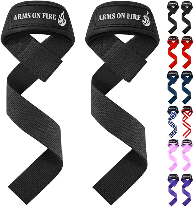 TECEUM Lifting Straps for Weightlifting Gym Strength Training - Wrist Straps with Neoprene Padded Cotton - Men & Women – Ideal for Powerlifting, Bodybuilding & Deadlifts