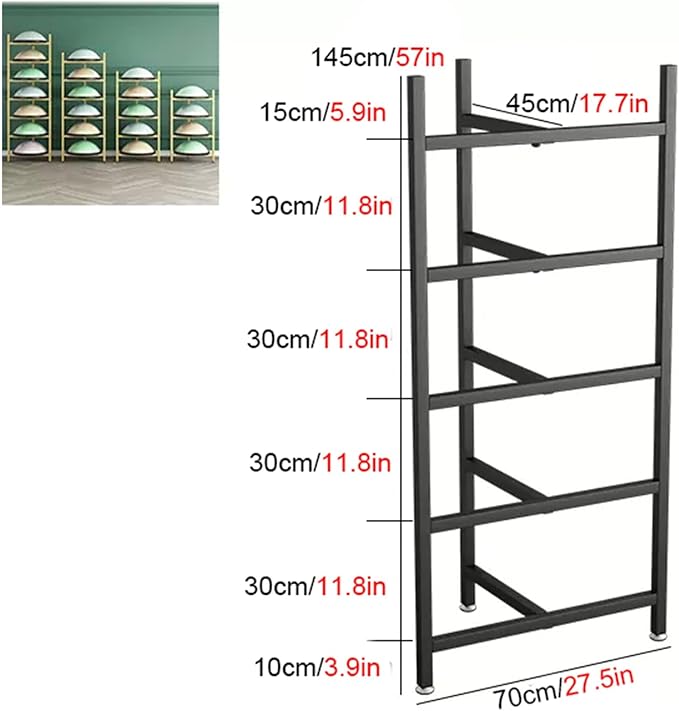WDJBPSH 4/5 - Tier Exercise Ball Storage Rack, Upright Commercia Yoga Balls Organizer for Bosu Slam Bowling Medicine Balls, Home Gym/Yoga Studios/Office/Fitness Club/Space Saving