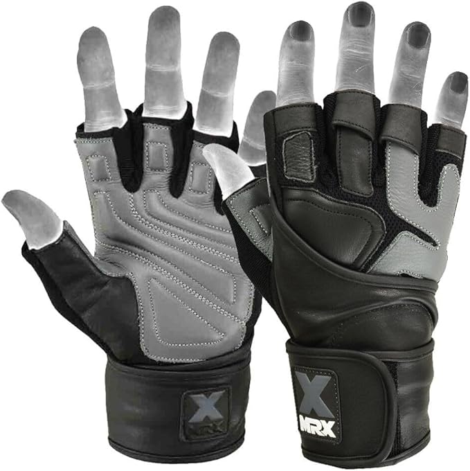 MRX Weight Lifting Pro Level Gloves with 18 Inches Long Wrist Strap Gym Workout Exercise & Fitness in
