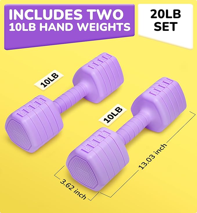 10LBS 20LBS 30LBS Dumbbells Adjustable Dumbbell Set of 2, Hand Weights for Women Men Free Weight Dumbbells Sets for Home Gym & Outdoor Exercise Workout Strength Training Equipments