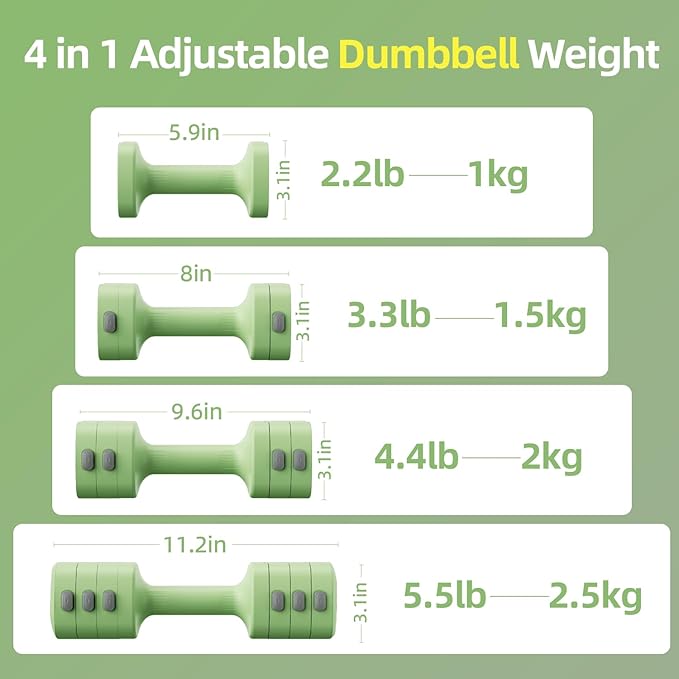 RUNWE 4 in 1 Adjustable Dumbbell Kettlebell Set for Women, Kettlebell Grip Converter, 2.2-5.5lb Fast Adjust Hand Weights for Postpartum Recovery & Beginner Strength Training, Pink, Space-Saving Home Gym