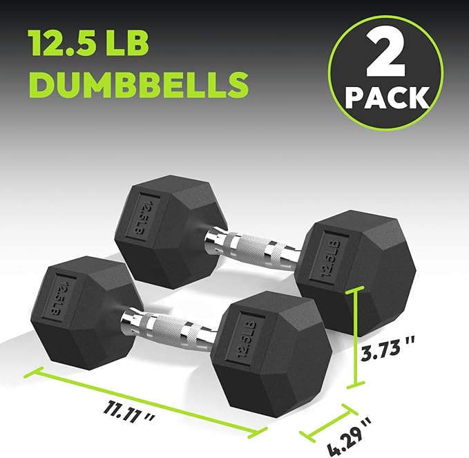 Hex Dumbbell Set, 2.5-65 lb Rubber Encased Exercise & Fitness Dumbbells, Weights Dumbbells Set of 2, Hand Weight for Strength Training