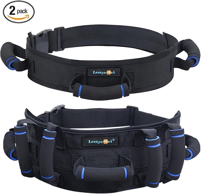 2PCS Gait Belt, Gait Belts for Seniors, Gait Belt with Handles, Gate Belts Medical for Elderly, Transfer Belt for Elderly, Lift Belt Physical Therapy Strap, Medical Safety Patient Assist (7&3 Handles)