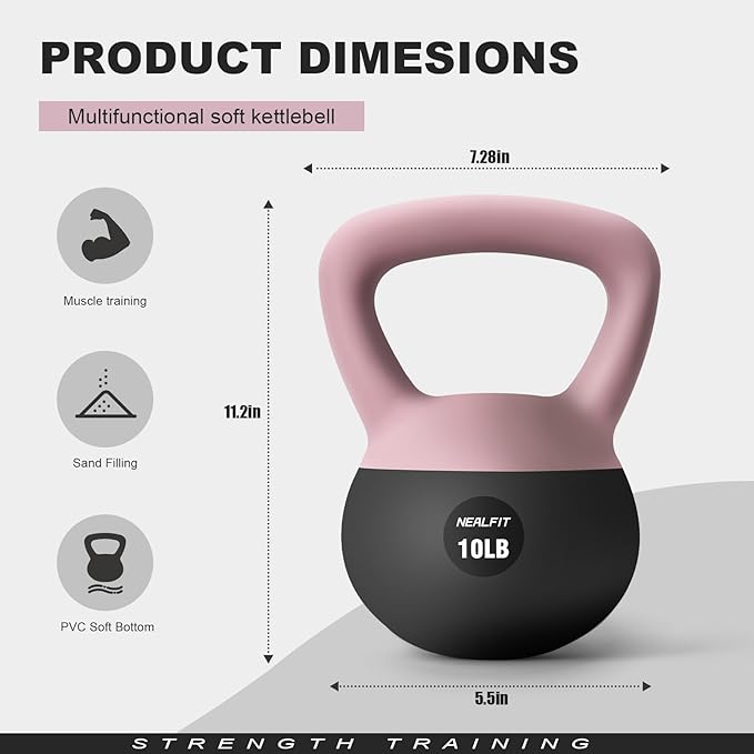 Soft Kettlebell 5LB/10LB/15LB/20LB/25LB, Kettlebells for Home Gym Strength Training, Anti-Slip Fitness Weights for Men Women
