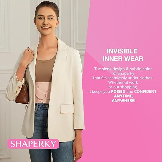 SHAPERKY Posture Corrector for Women for Support: Back Brace for Full Back Support - Adjustable Shoulder Straightener for Women and Men (Large)