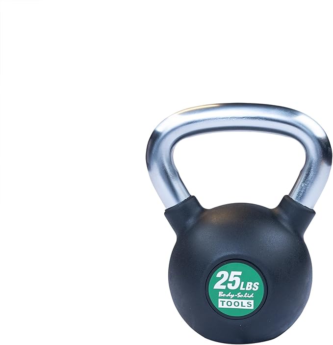 Body-Solid Tools (KBZ) Cast Iron Kettlebells from 5, 10, 15, 20 lb to 80 lbs with Rubber Coated Colored Weight and Non-Slip Handle, Kettlebell for Strength Training Home and Commercial Gym Equipment