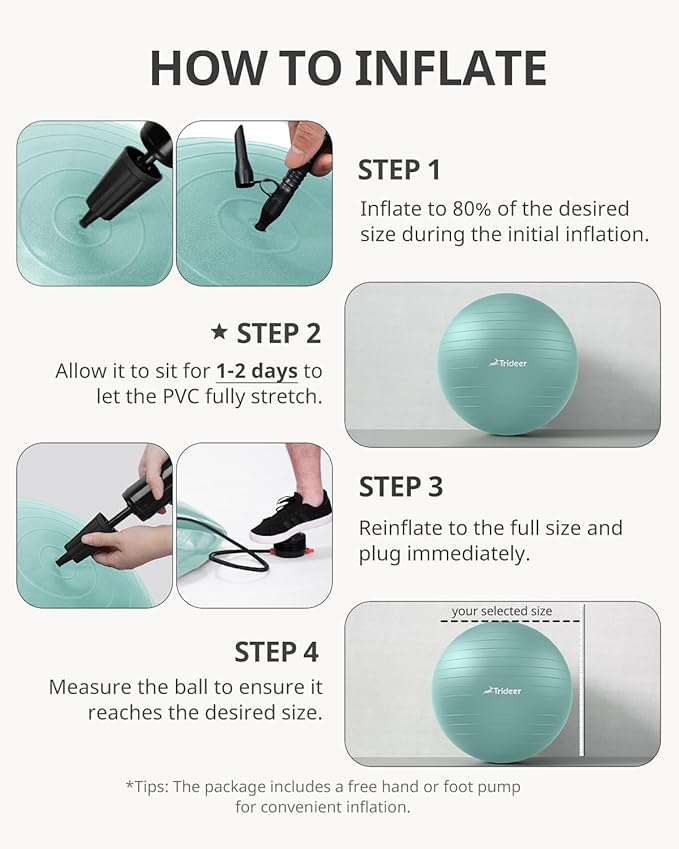 Trideer Exercise Ball Yoga Ball,Office Seating & Balance Ball Chair, Stability Ball for Pilates, Physical Therapy,Core Training & Balance Improvement & Stretching