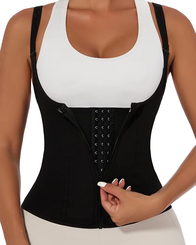 YADIFEN Waist Trainer for Women,Zipper Corset Body Shaper for Tummy Control Neoprene Cincher Sweat Sauna Vest Tank Top