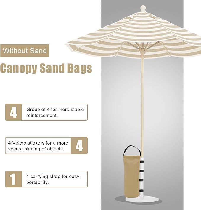 145 LBS Canopy Weights Sand Bags, 4-Pack Sand Bags for Weight Outdoor Advertising Tent Sunshade Fixed Windproof Pop up Canopy Tent Weights (Beige)