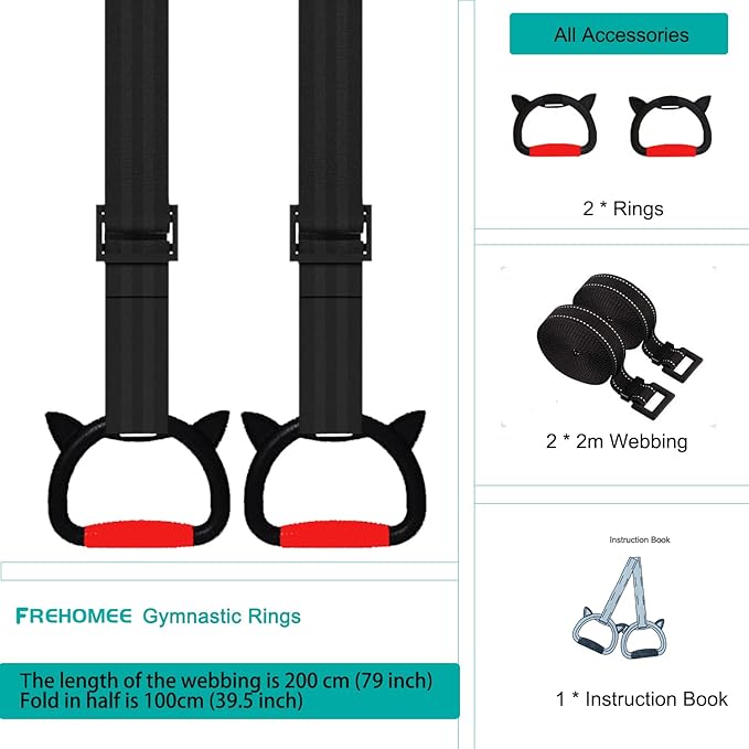New Professional Gymnastic Rings,Both for Adults and Kids,Support 550 LBS,Home Fitness Equipment,Indoor and Outdoor Pull-up Bar for Stretching and Height Increase,with Adjustable Straps