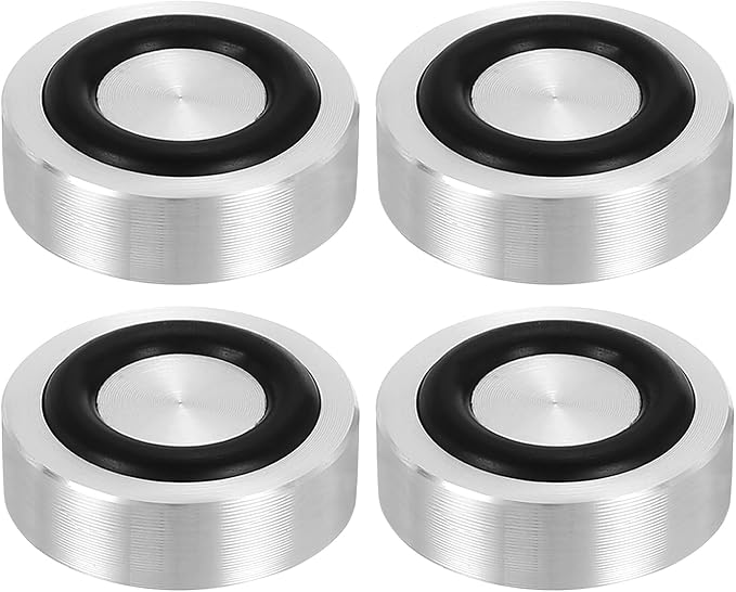 uxcell M8 Thread 20mm / 0.8" Dia 10mm Thick Aluminum Circle Disc Glass Top Adapter 4pcs Round Solid Table Feet Pad Plate Hardware with Anti-Slip Rubber Ring