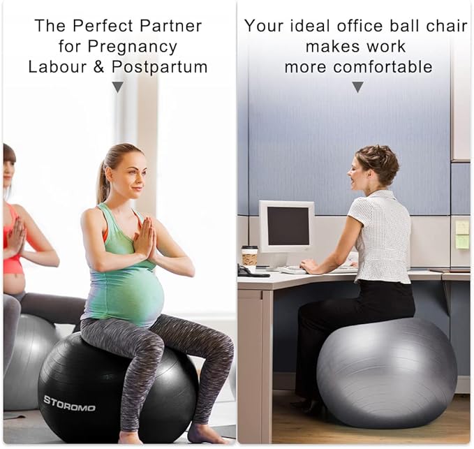 Anti-Burst Pregnancy Exercise Ball – High Weight Capacity Stability Ball for Yoga, Pilates & Labor Support, Eco-Friendly PVC Fitness Ball for Moms, Includes Pump (45cm-95cm)