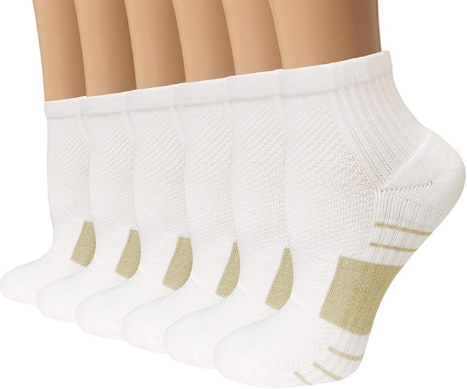 Copper Compression Socks Women and Men 6 Pairs - Circulation Arch Support Plantar Fasciitis Running Ankle Socks