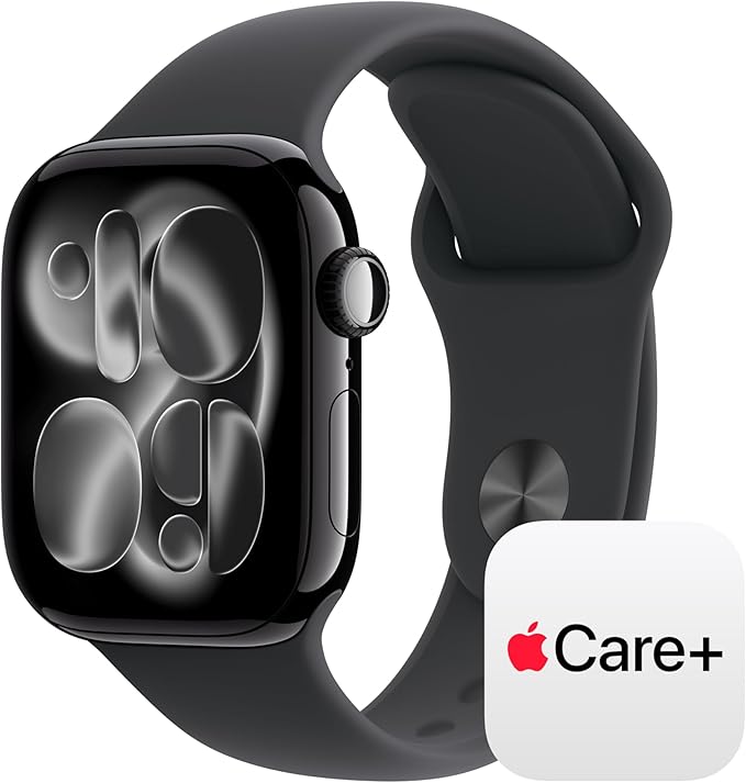 Apple Watch Series 11 [GPS + Cellular 42mm] Smartwatch with Jet Black Aluminium Case with Black Sport Band - S/M. Sleep Score, Fitness Tracker, Health Monitoring with AppleCare+ (2 Years)