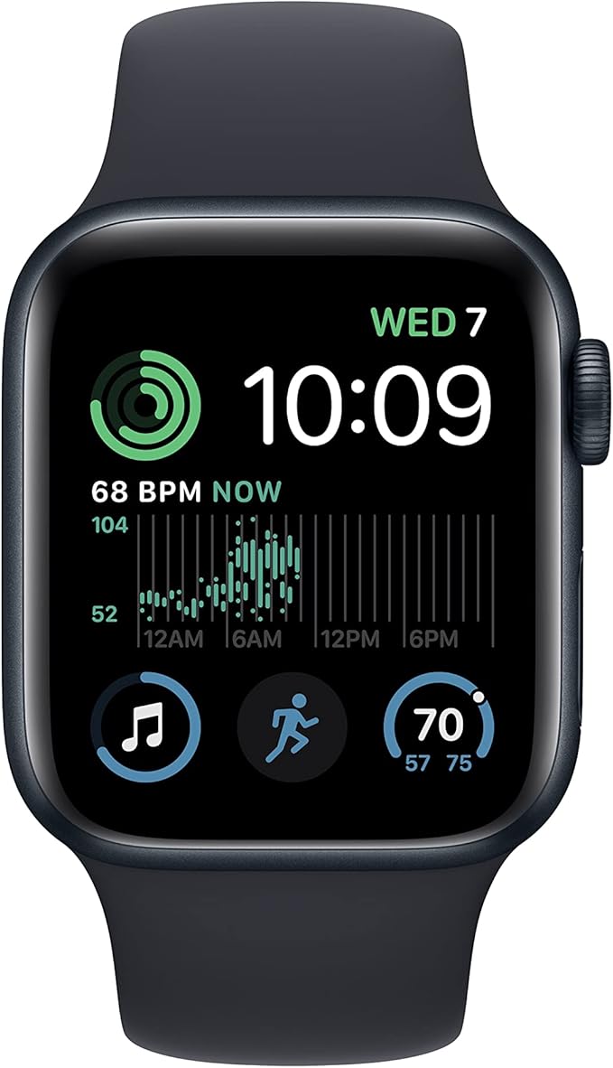 Apple Watch SE (2nd Gen) (GPS, 40mm) - Midnight Aluminum Case with Midnight Sport Band, M/L (Renewed)