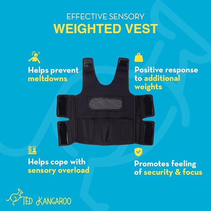 Weighted Vest for Kids Sensory Compression Vest Deep Pressure Comfort (Blue)