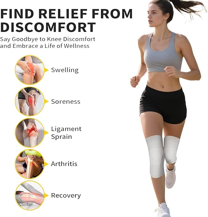 1 Pair Bamboo Charcoal Knee Sleeve - Bamboo Knee Brace Compression Knee Sleeve Perfect Knee Brace for Knee Pain and Enhanced Comfort (Gray, 77-198 Lb)