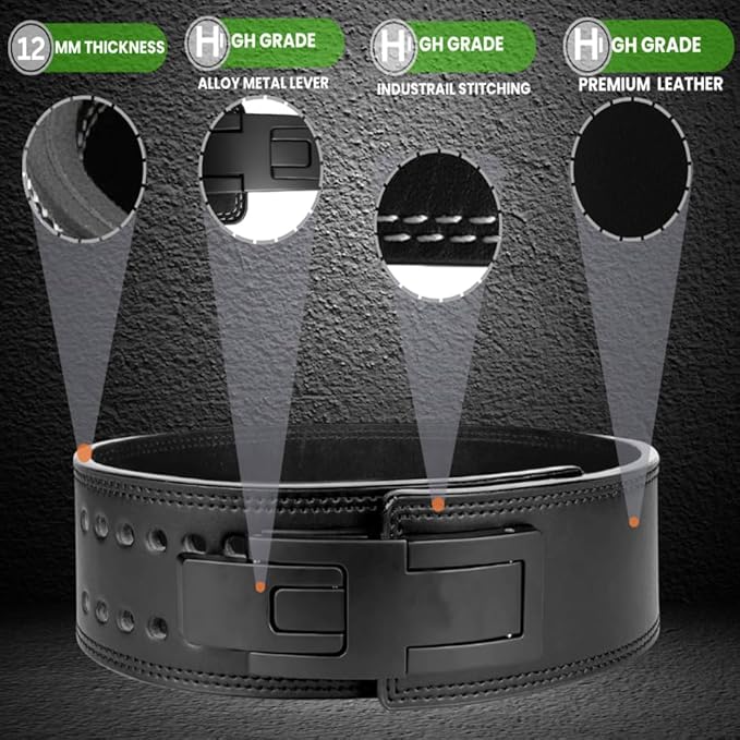 Harcos 13mm Premium Full Grain Leather Lever Weight Lifting Belt for Men & Women – Premium Gym Belt for Powerlifting, Squats, Deadlifts – Heavy Duty Lever Buckle – Weightlifting Belt for Gym Training & Bodybuilding