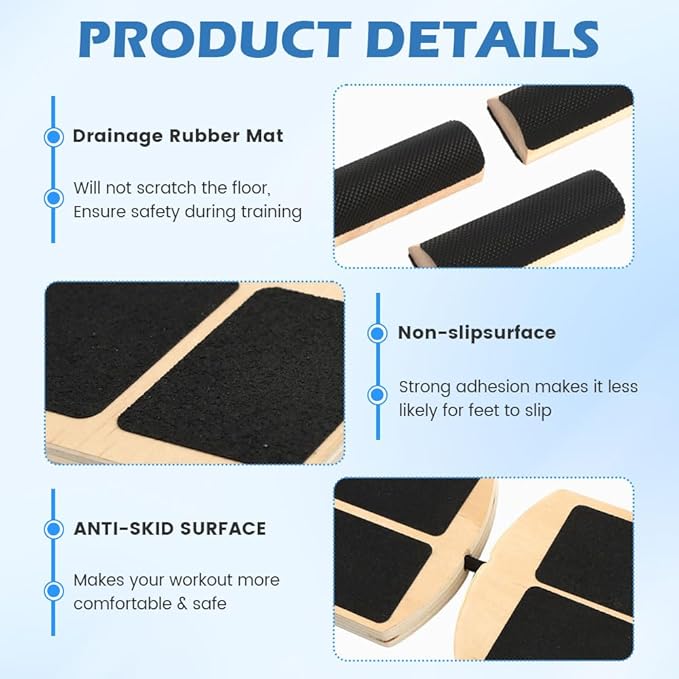 Ankle Balance Board Foot Strengthener, Adjustable Wobble Board with 12 Balls & Balance Rods,18°/24°/30° Tilt Levels, 300lbs Max Capacity, Non-Slip Wooden Trainer for Ankle & Core Stability Training