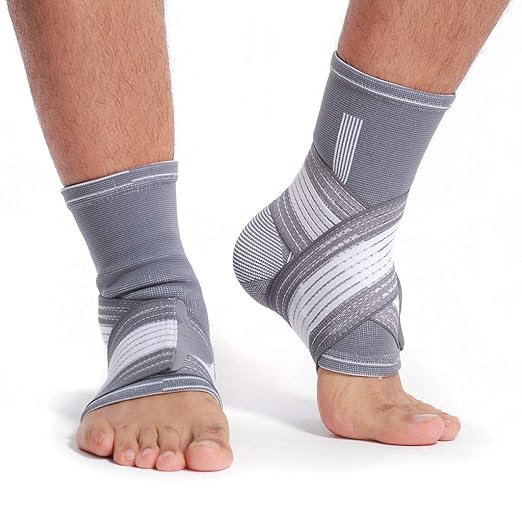 NeoTech Care Adjustable Ankle Support Brace (Gray, Size M, 1 Pair)