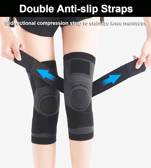 2 Pack Knee Wraps for Pain Relief, Knee Wrap Knee Compression Sleeve Knee Sleeves for Men Women Compression Knee Brace, Knee Band for Knee Pain Relief, Knee Brace for Arthritis Pain and Support (Orange, Medium)