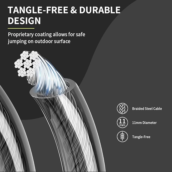 Weighted Jump Rope 1LB for Men & Women - Heavy Duty 11mm Steel Cable, Metal Handles with Smooth Spin, Comfortable Grips & Adjustable Length | Perfect for Muay Thai, MMA & High-Intensity Fitness Workouts