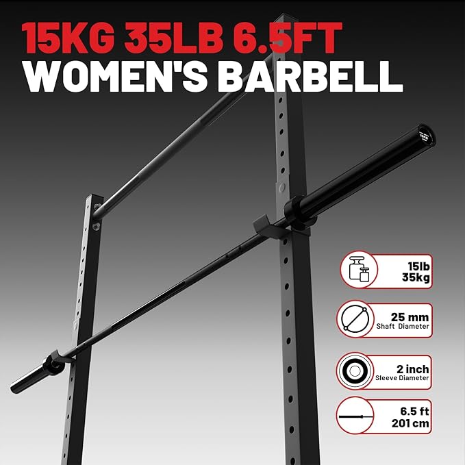 PAPABABE Olympic Barbell, 4ft/5ft/6ft/6.5ft Straight Barbell for Strength Training and Technique Adjusting, 2 inch Womens Olympic Bar with Moderate Knurling For Bench Press, Squats Curls Deadlifts Weightlifting
