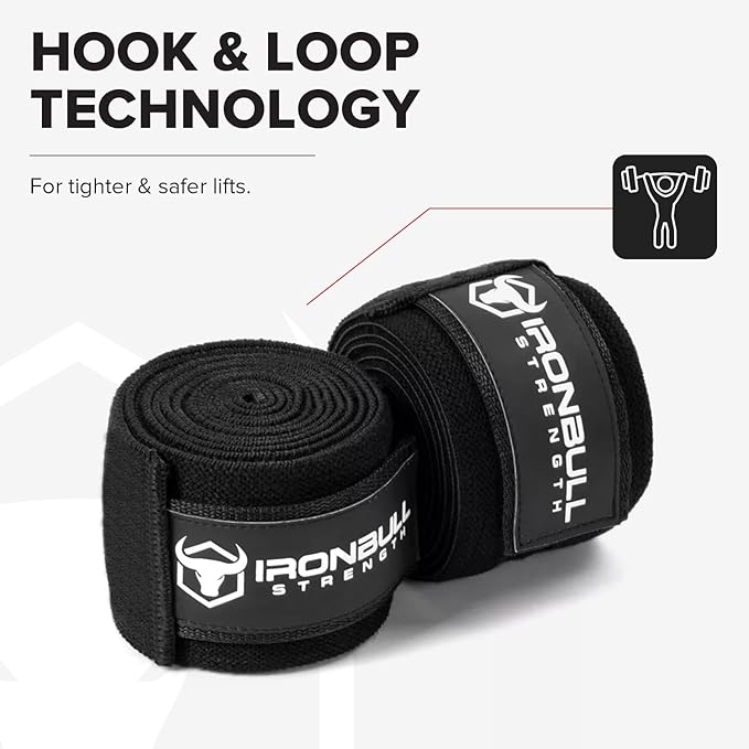 Knee Wraps for Weightlifting - 80" Elastic Knee Straps for Squats and Weight Lifting - Lifting Knee Wraps for Strength & Compression Wrap - Knee Support for Squatting, Powerlifting, Gym