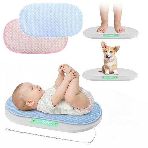 Smart Weigh Baby & Pet Scale Kit – Digital Infant Weighing Scale with Covers and Built-in Pull-Out Measuring Tape – 88 lb Capacity, 5 Units- lb:oz,kg:g,lb,oz,g Display, Hold Function