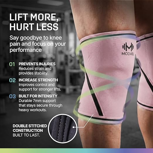 Modvel Strength 7mm Knee Sleeves (Pair) for Weightlifting & Powerlifting (USPA, IPL Approved) | High-Performance Knee Compression Support For Squats, Weight Lifting - Men and Women