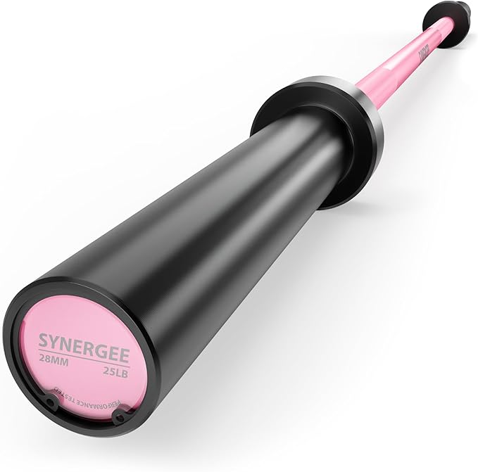 Synergee Olympic Barbell – 20LB & 25LB, 2” Olympic Weight Bar for Strength Training, Squats, Deadlifts & Bench Press – 350 LB Capacity with Magnetic Barbell Collars