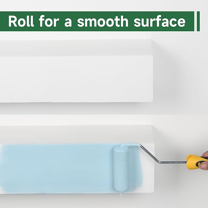 VOOMEY Mini Paint Roller Covers，High Density Foam Paint Roller，4 Inch Foam Roller Paint, 24 Pack,Fits All Flat Surfaces, Including Kitchen Cabinets, Doors, Tables, Etc.