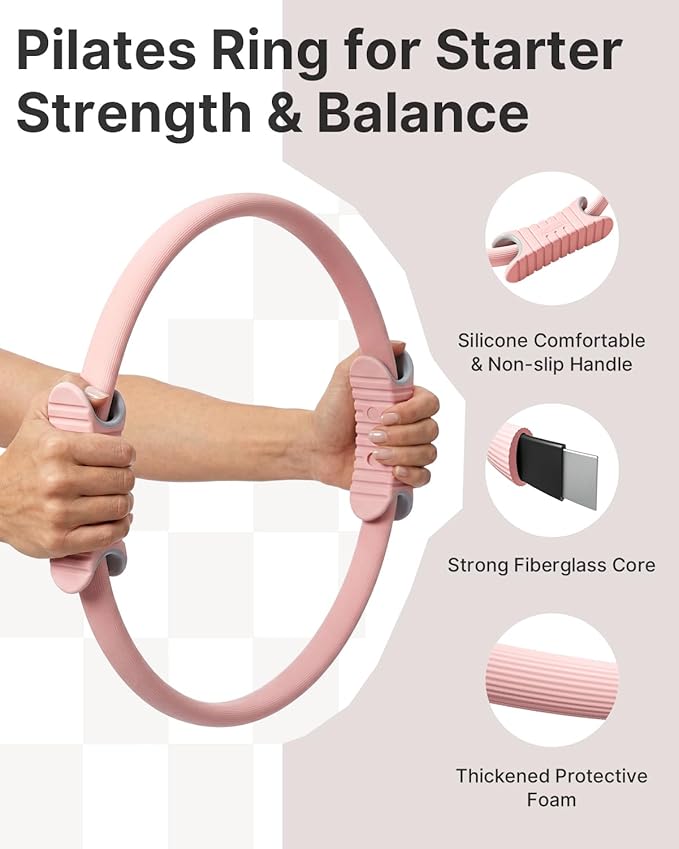 YOTTOY Pilates Ring and Ball Set, Figure 8 Resistance Bands, Stretch Bands&Guide,Pilates Equipment Set for Beginners for Home Workouts Core Strength, Yoga, Physical Therapy & Rehab