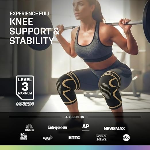 Modvel 2 Pack Knee Brace for Women & Men - Knee Support for Walking, Knee Compression Sleeves for Pain Relief, Knee Sleeves for Women, Knee Sleeves for Men, Knee Brace for Sports, Workouts & Arthritis